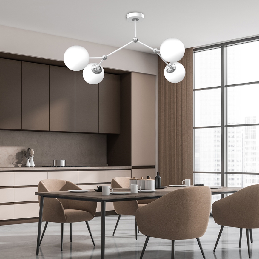 Żyrandol natynkowy JOY 4xE14/40W/230V biały/błyszczący chrom