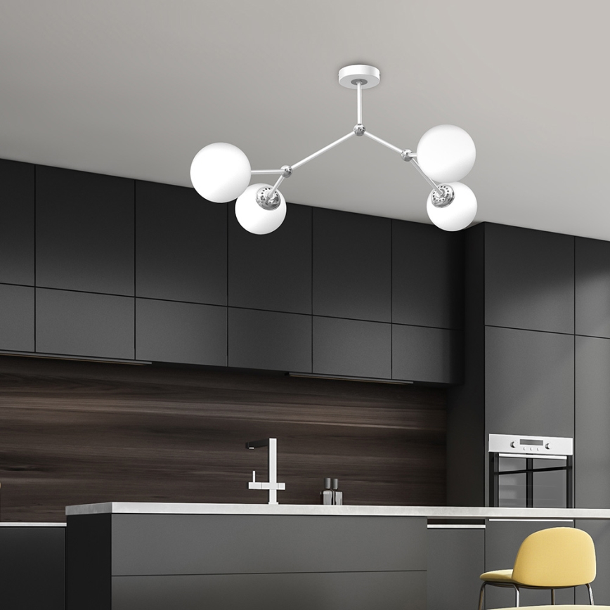 Żyrandol natynkowy JOY 4xE14/40W/230V biały/błyszczący chrom