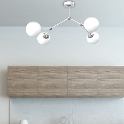 Żyrandol natynkowy JOY 4xE14/40W/230V biały/błyszczący chrom