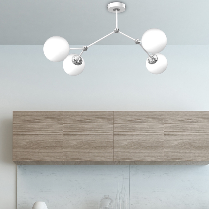 Żyrandol natynkowy JOY 4xE14/40W/230V biały/błyszczący chrom