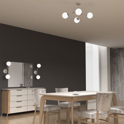 Żyrandol natynkowy JOY 4xE14/40W/230V biały/błyszczący chrom