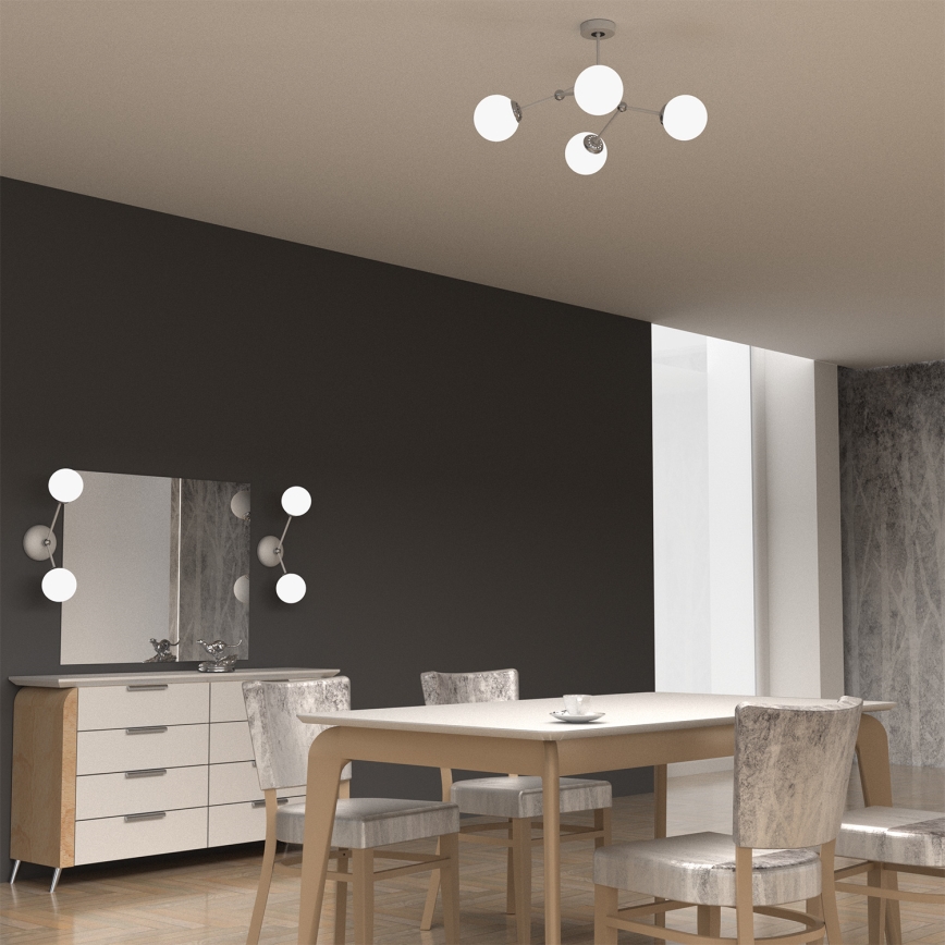 Żyrandol natynkowy JOY 4xE14/40W/230V biały/błyszczący chrom