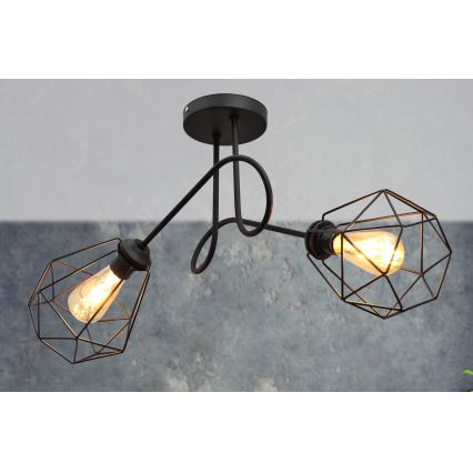 Żyrandol natynkowy KARO 2xE27/15W/230V czarny