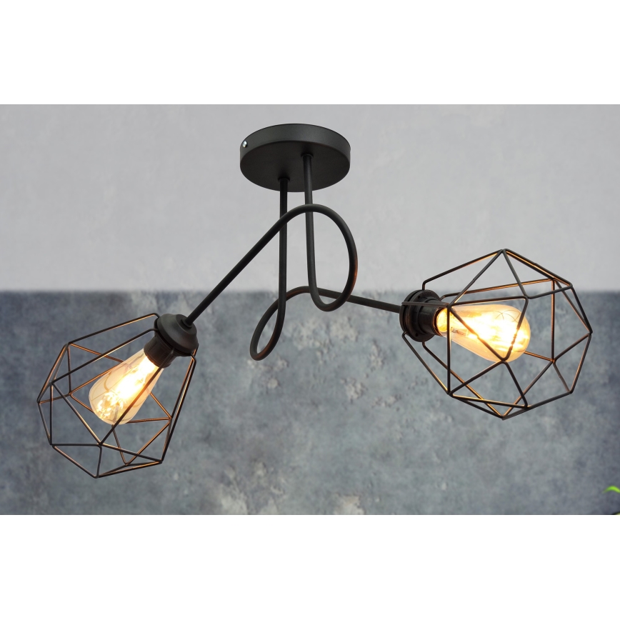 Żyrandol natynkowy KARO 2xE27/15W/230V czarny