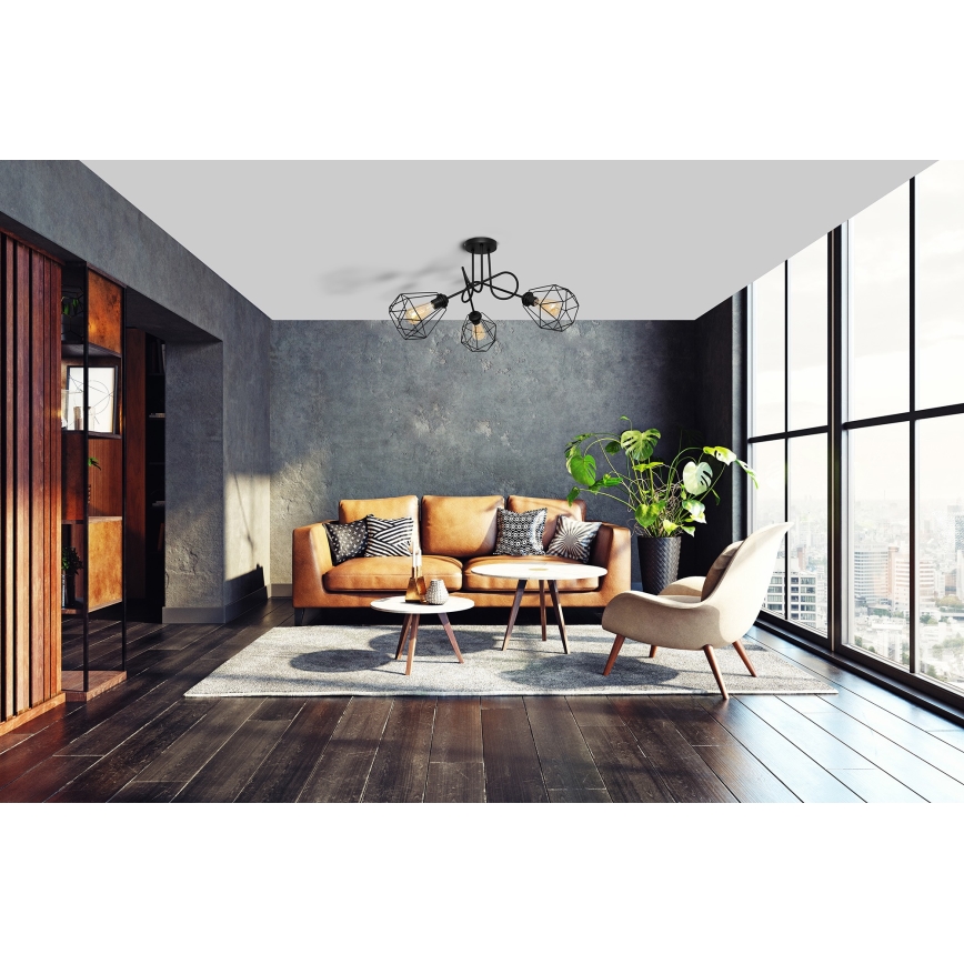 Żyrandol natynkowy KARO 3xE27/15W/230V czarny