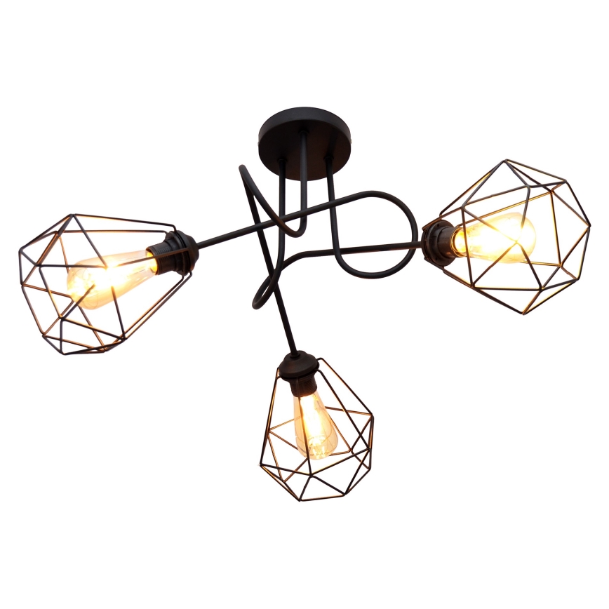 Żyrandol natynkowy KARO 3xE27/15W/230V czarny