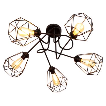 Żyrandol natynkowy KARO 5xE27/15W/230V czarny