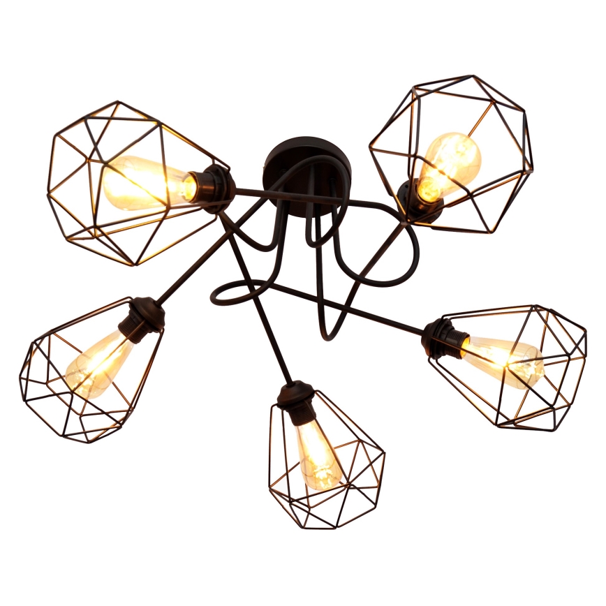 Żyrandol natynkowy KARO 5xE27/15W/230V czarny