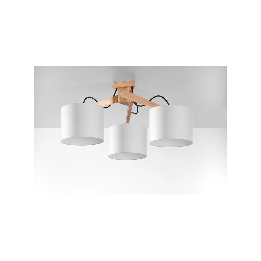 Żyrandol natynkowy LEGNO 3xE27/60W/230V