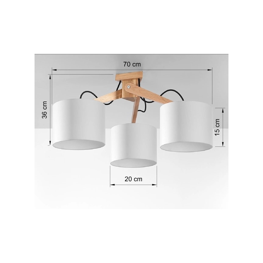 Żyrandol natynkowy LEGNO 3xE27/60W/230V