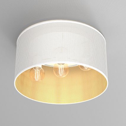Żyrandol natynkowy LOFT SHADE 3xE27/60W/230V biały/złoty