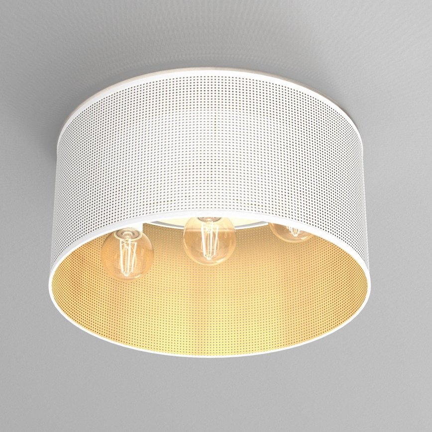 Żyrandol natynkowy LOFT SHADE 3xE27/60W/230V biały/złoty