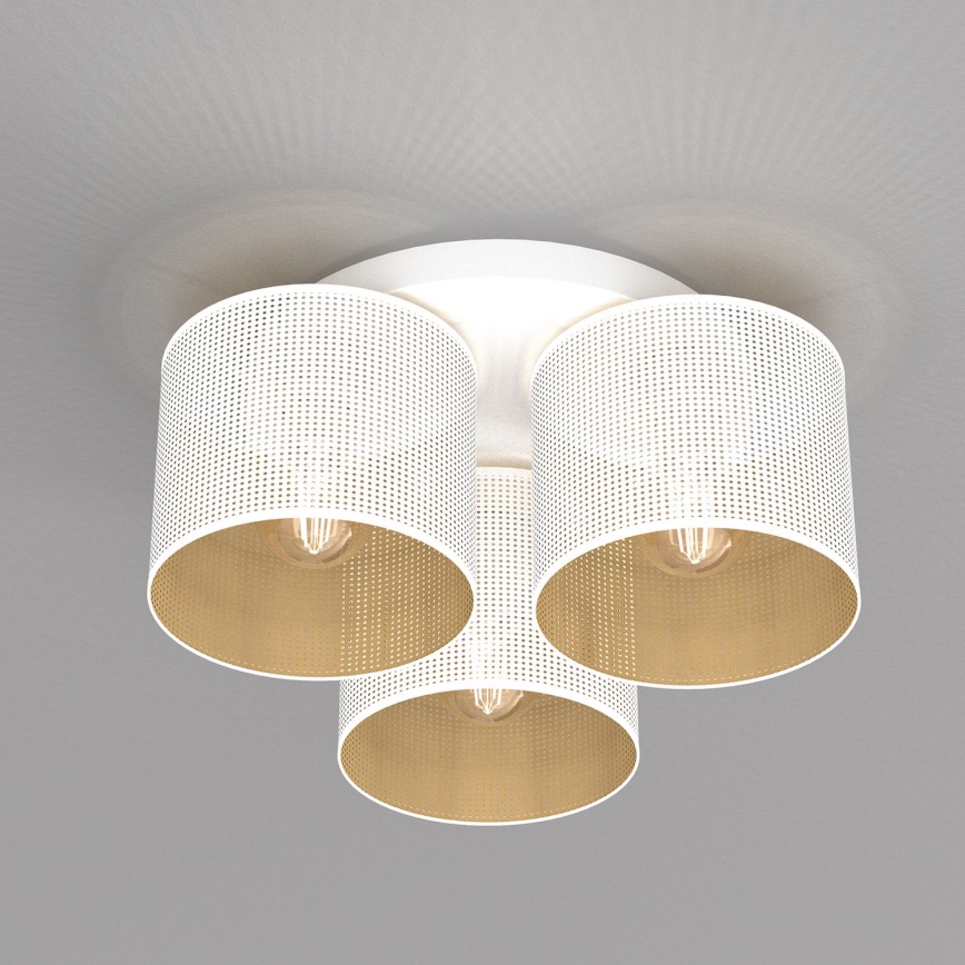 Żyrandol natynkowy LOFT SHADE 3xE27/60W/230V biały/złoty