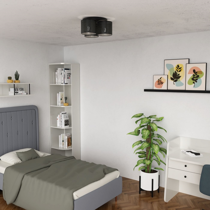 Żyrandol natynkowy LOFT SHADE 3xE27/60W/230V czarny