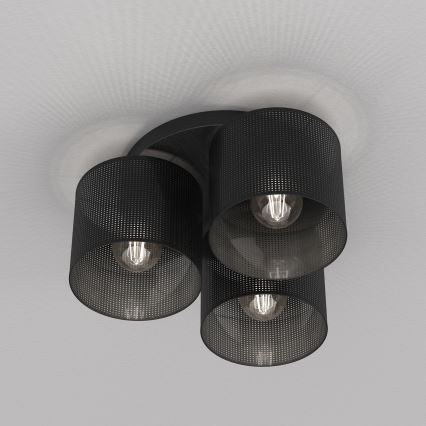 Żyrandol natynkowy LOFT SHADE 3xE27/60W/230V czarny