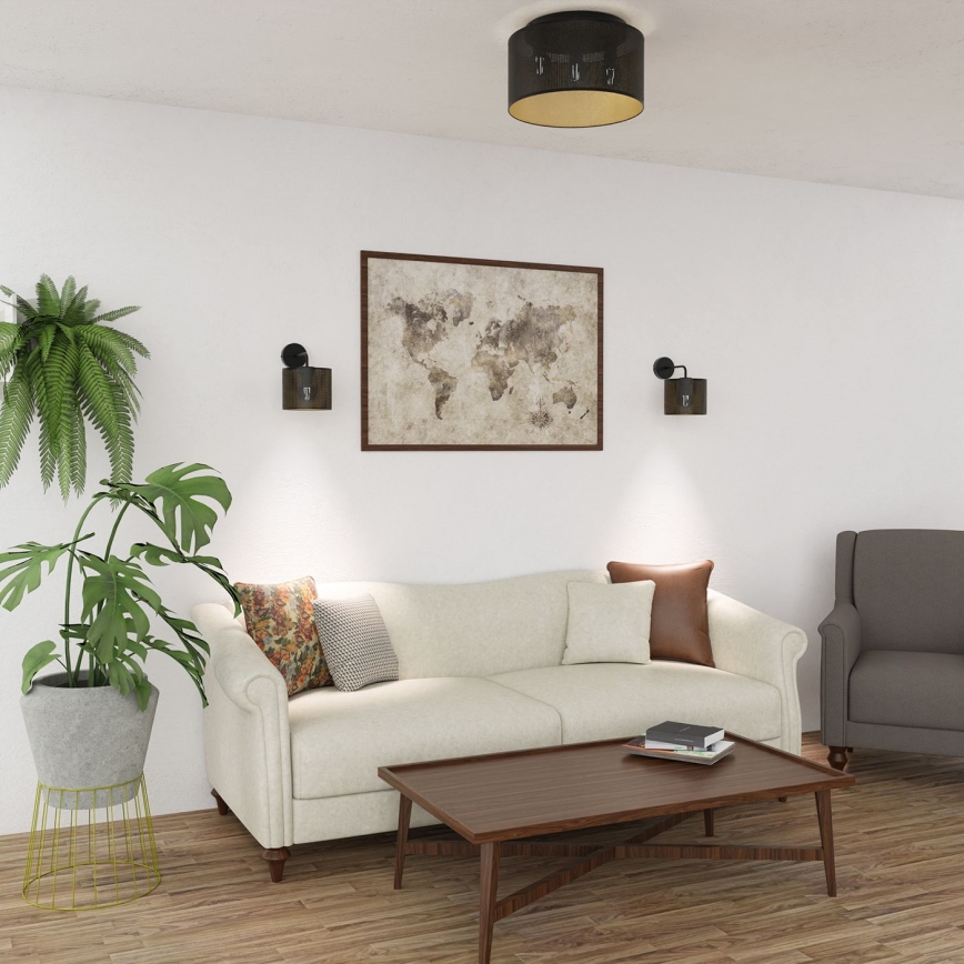 Żyrandol natynkowy LOFT SHADE 3xE27/60W/230V czarny/złoty