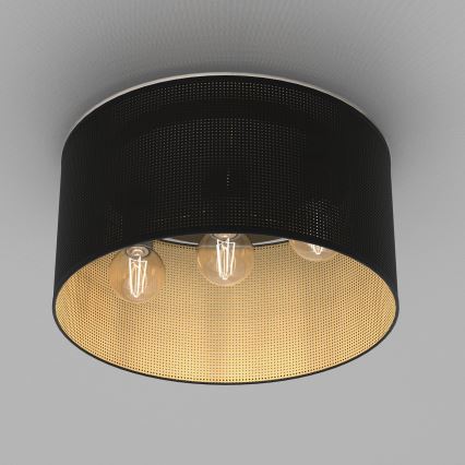Żyrandol natynkowy LOFT SHADE 3xE27/60W/230V czarny/złoty