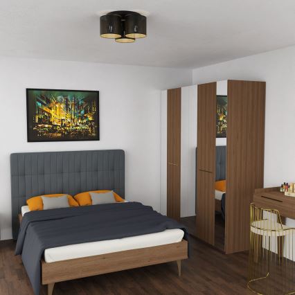 Żyrandol natynkowy LOFT SHADE 3xE27/60W/230V czarny/złoty