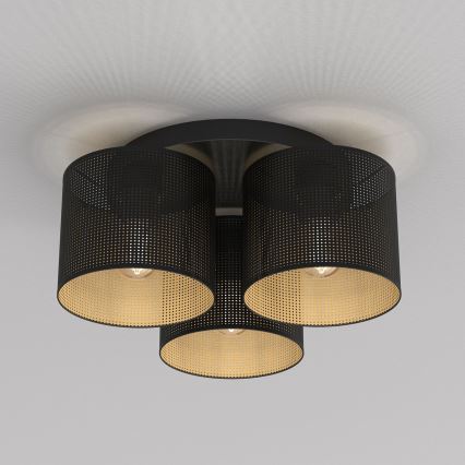 Żyrandol natynkowy LOFT SHADE 3xE27/60W/230V czarny/złoty