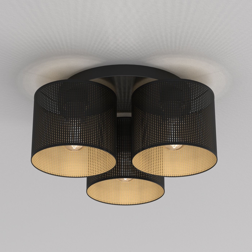 Żyrandol natynkowy LOFT SHADE 3xE27/60W/230V czarny/złoty