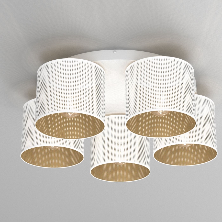 Żyrandol natynkowy LOFT SHADE 5xE27/60W/230V biały/złoty
