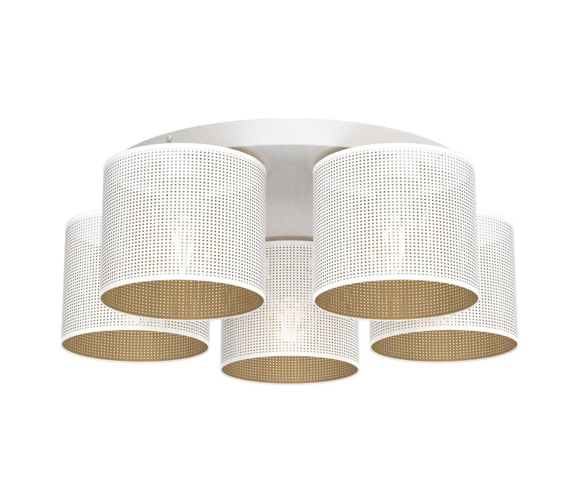 Żyrandol natynkowy LOFT SHADE 5xE27/60W/230V biały/złoty