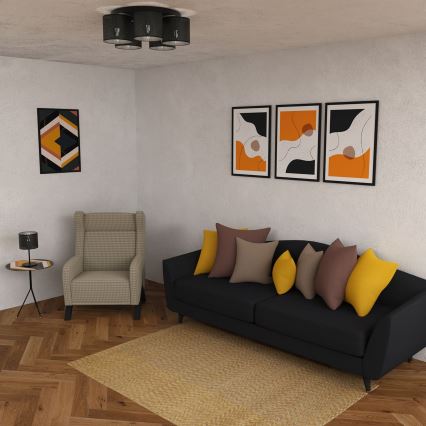 Żyrandol natynkowy LOFT SHADE 5xE27/60W/230V czarny