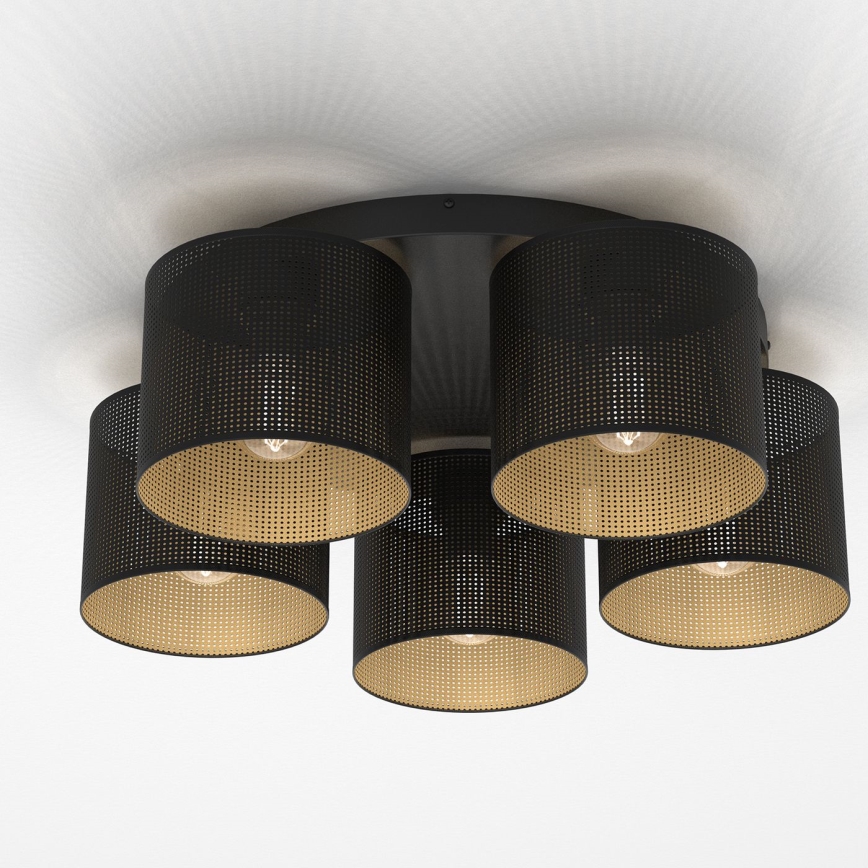 Żyrandol natynkowy LOFT SHADE 5xE27/60W/230V czarny/złoty