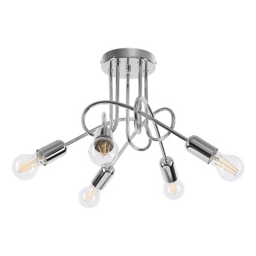 Żyrandol natynkowy LOOP 5xE27/15W/230V chrom błyszczący