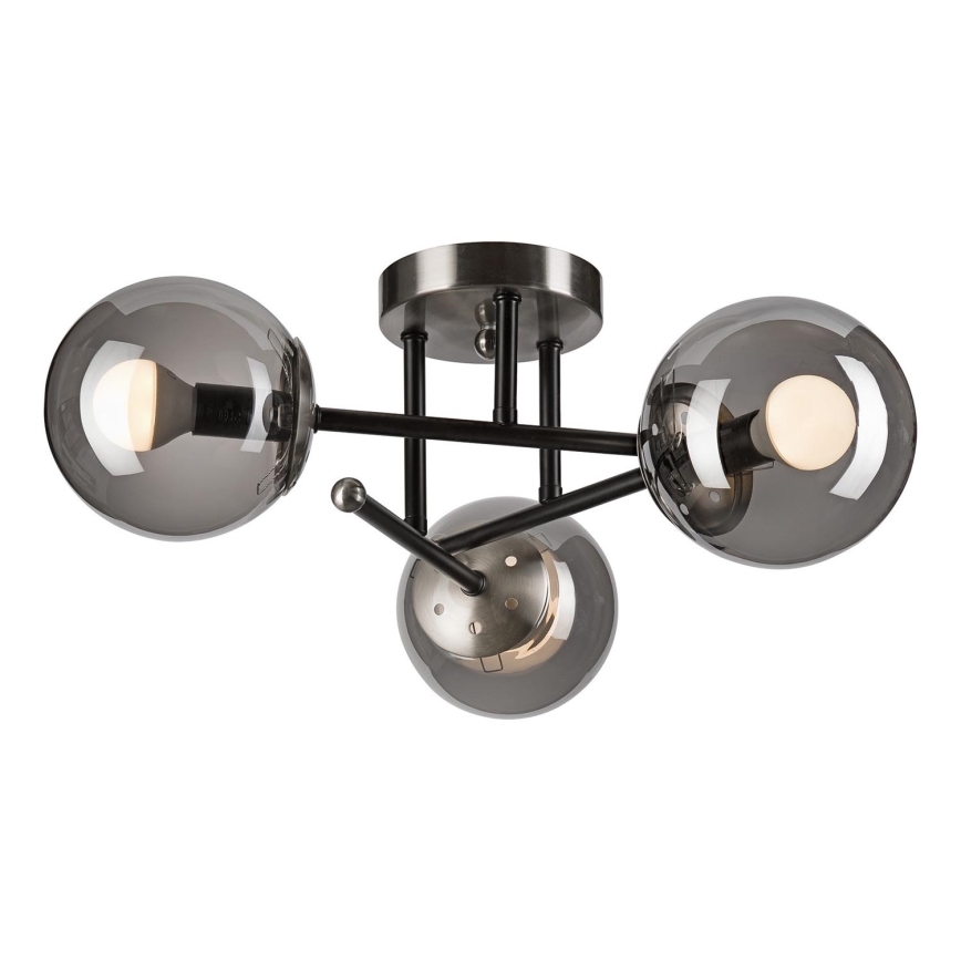 Żyrandol natynkowy MALENA 3xE14/5W/230V czarny/dymny