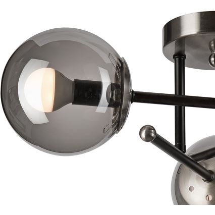 Żyrandol natynkowy MALENA 3xE14/5W/230V czarny/dymny