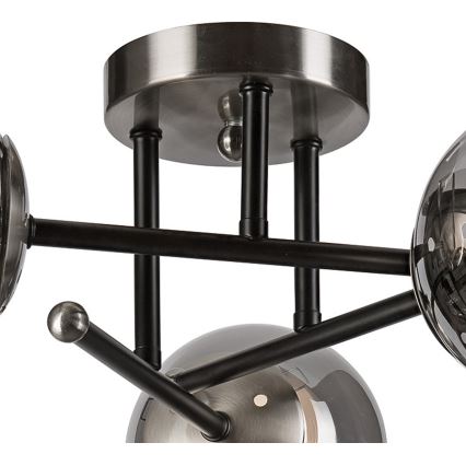 Żyrandol natynkowy MALENA 3xE14/5W/230V czarny/dymny