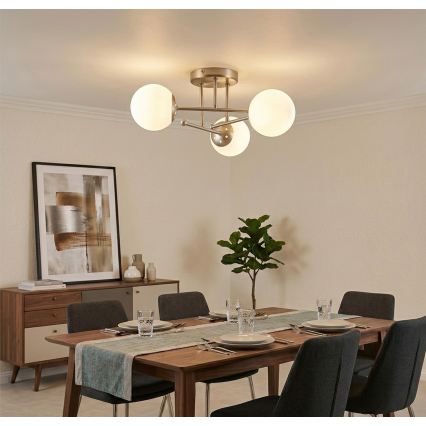 Żyrandol natynkowy MALENA 3xE14/5W/230V matowy chrom/biały