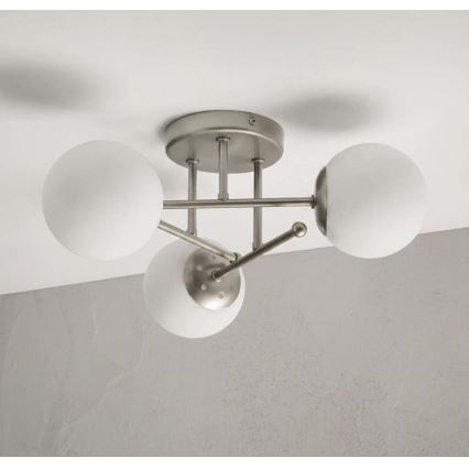 Żyrandol natynkowy MALENA 3xE14/5W/230V matowy chrom/biały