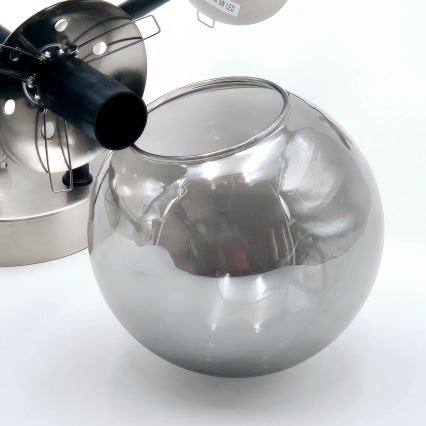 Żyrandol natynkowy MALENA 6xE14/5W/230V matowy chrom/dymny