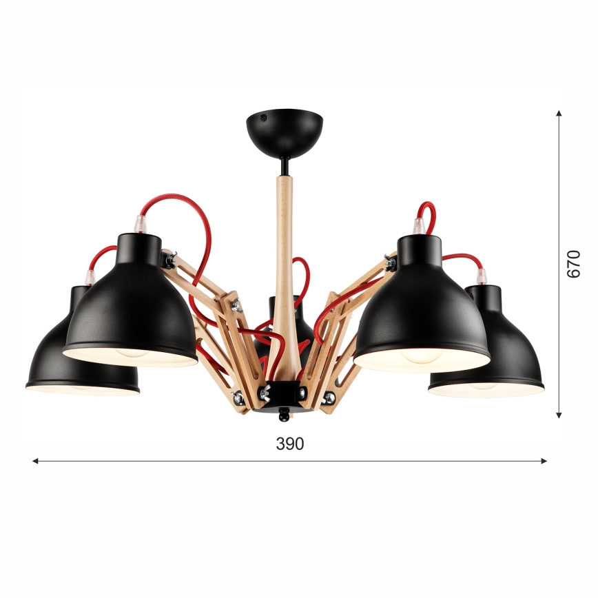 Żyrandol natynkowy MARCELLO 5xE27/60W/230V buk