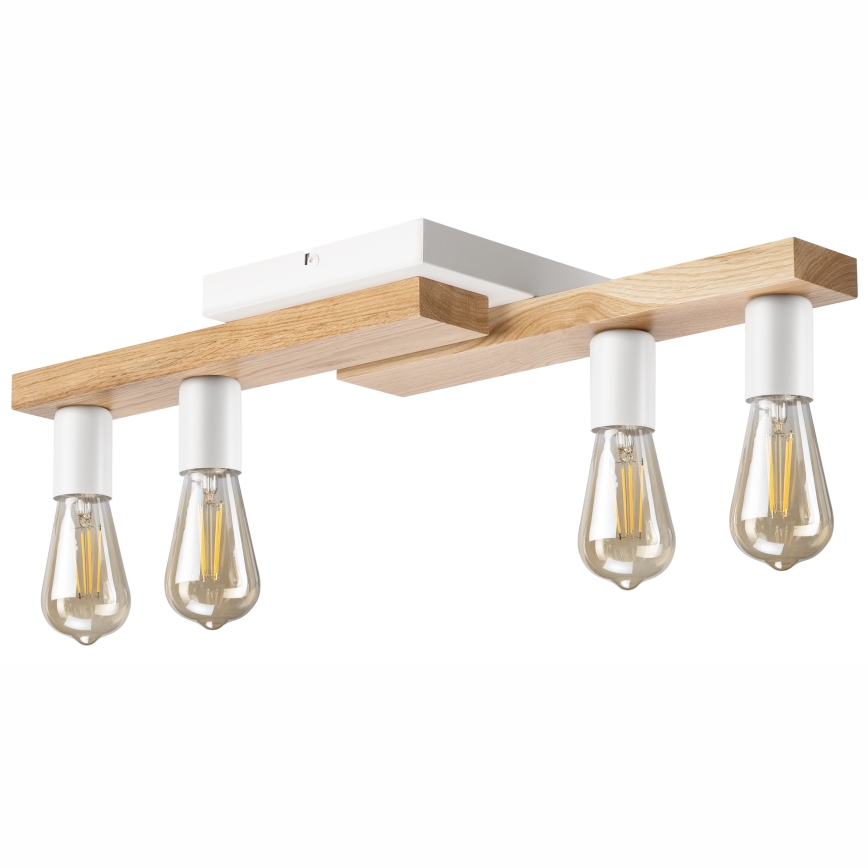 Żyrandol natynkowy MATTE 4xE27/15W/230V biały/dąb