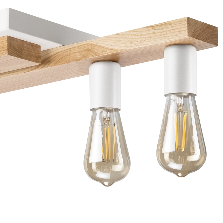 Żyrandol natynkowy MATTE 4xE27/15W/230V biały/dąb