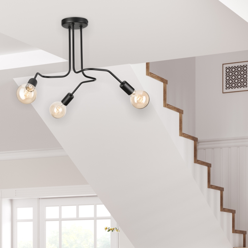 Żyrandol natynkowy MATYLDA 3xE27/60W/230V czarny