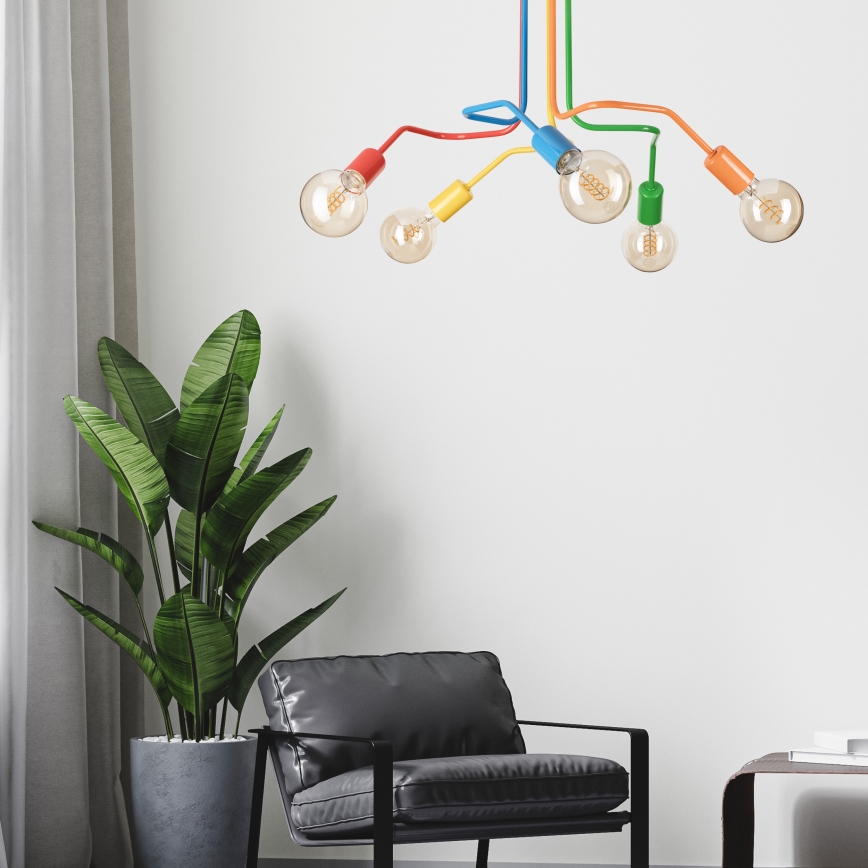 Żyrandol natynkowy MATYLDA 5xE27/60W/230V kolorowa