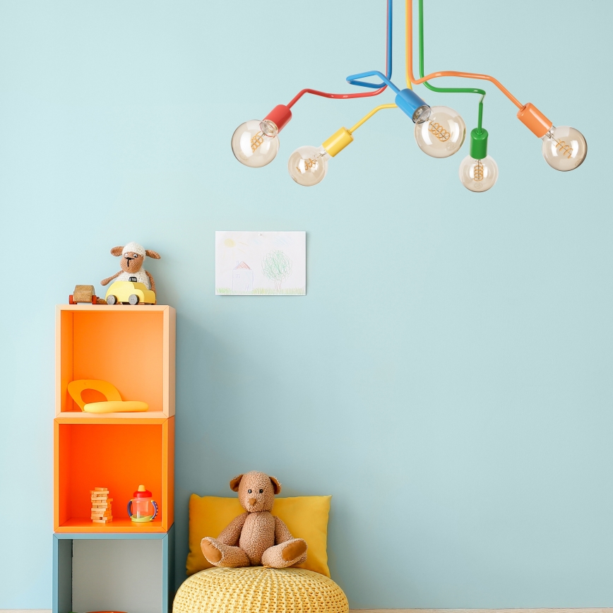 Żyrandol natynkowy MATYLDA 5xE27/60W/230V kolorowa