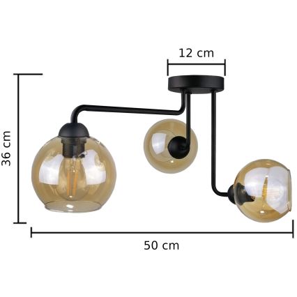 Żyrandol natynkowy MONDE BLACK 3xE27/60W/230V