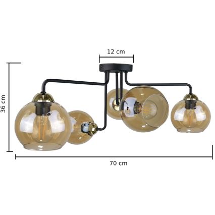 Żyrandol natynkowy MONDE GOLD 5xE27/60W/230V