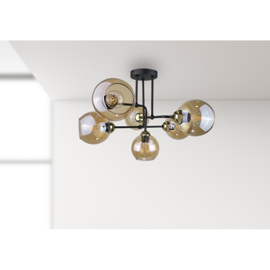 Żyrandol natynkowy MONDE GOLD 6xE27/60W/230V