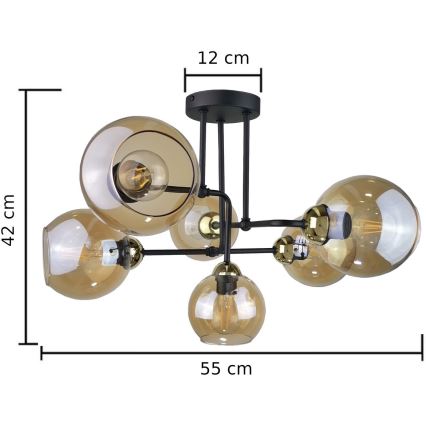 Żyrandol natynkowy MONDE GOLD 6xE27/60W/230V