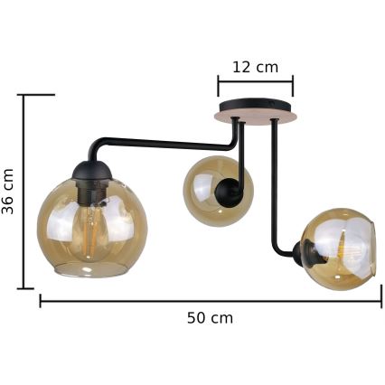 Żyrandol natynkowy MONDE WOOD 3xE27/60W/230V