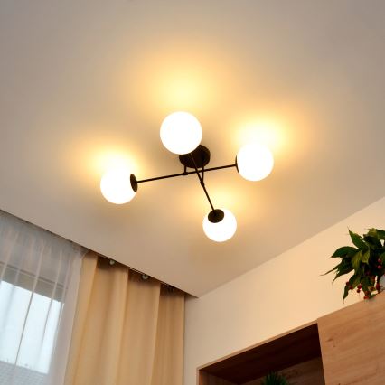 Żyrandol natynkowy MOON 4xE27/15W/230V czarny