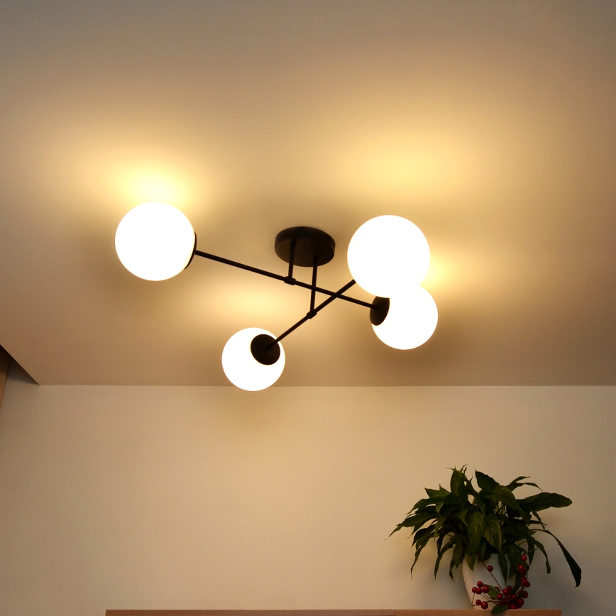 Żyrandol natynkowy MOON 4xE27/15W/230V czarny