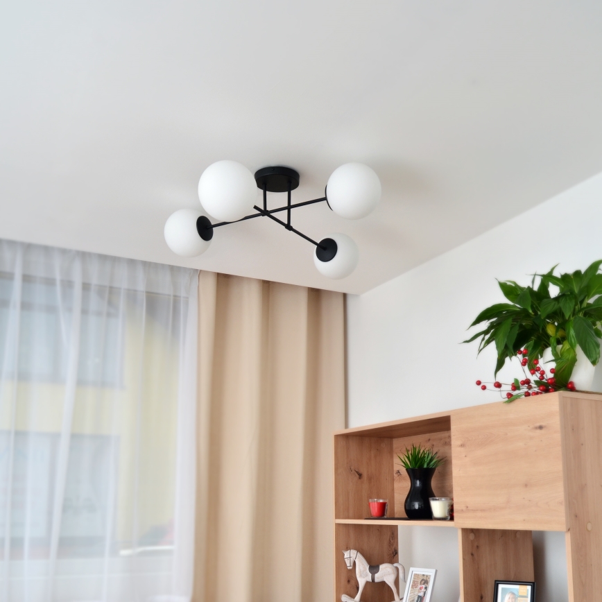 Żyrandol natynkowy MOON 4xE27/15W/230V czarny