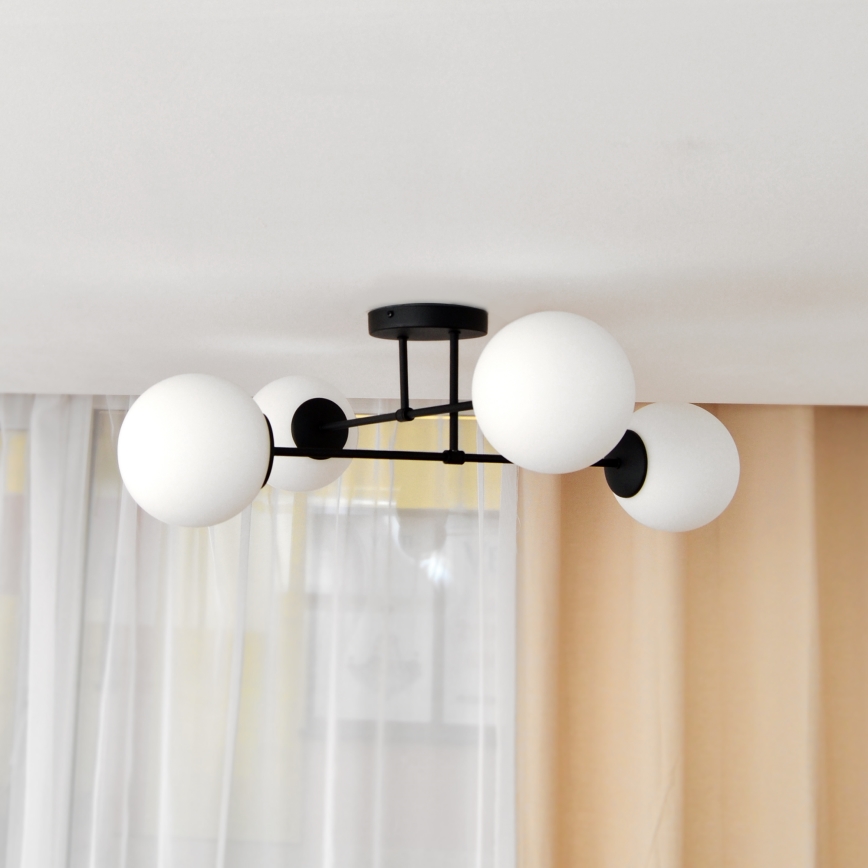Żyrandol natynkowy MOON 4xE27/15W/230V czarny